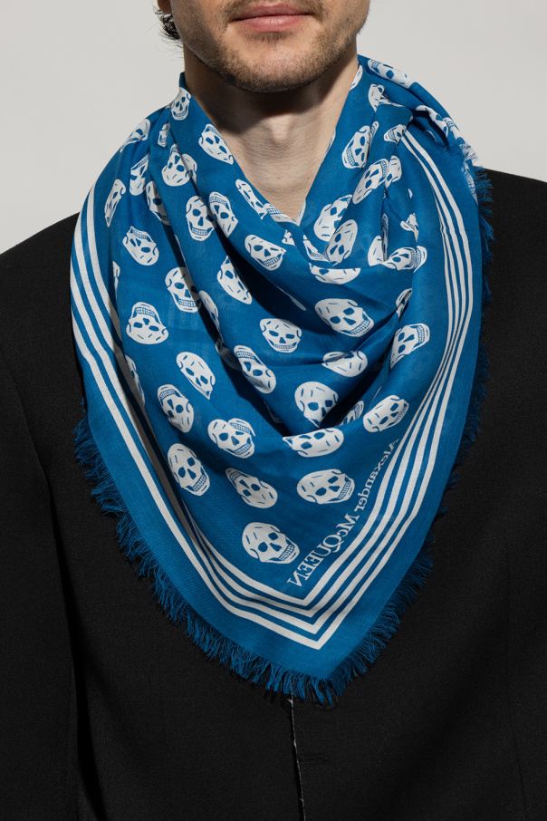 SchaferandweinerShops France logo scarf alexander mcqueen scarf Blue Scarf with logo Alexander McQueen